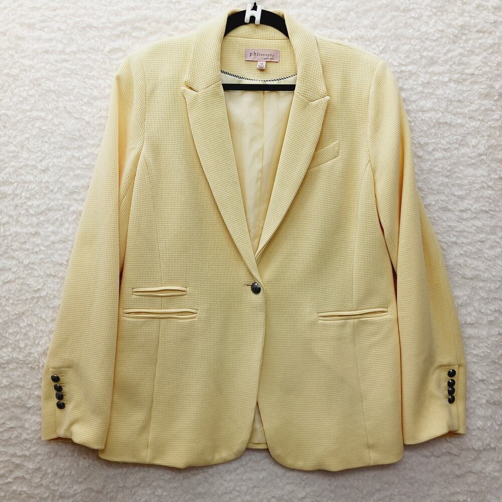 Jacket Women Philosophy Republic Butter Yellow Button Pockets Lined NWOT Size 12